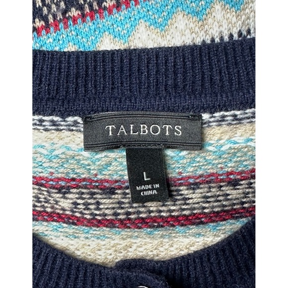 Talbot's Multi Colored Striped Lambswool Cardigan Sweater sz L (15906) - Picture 5 of 6